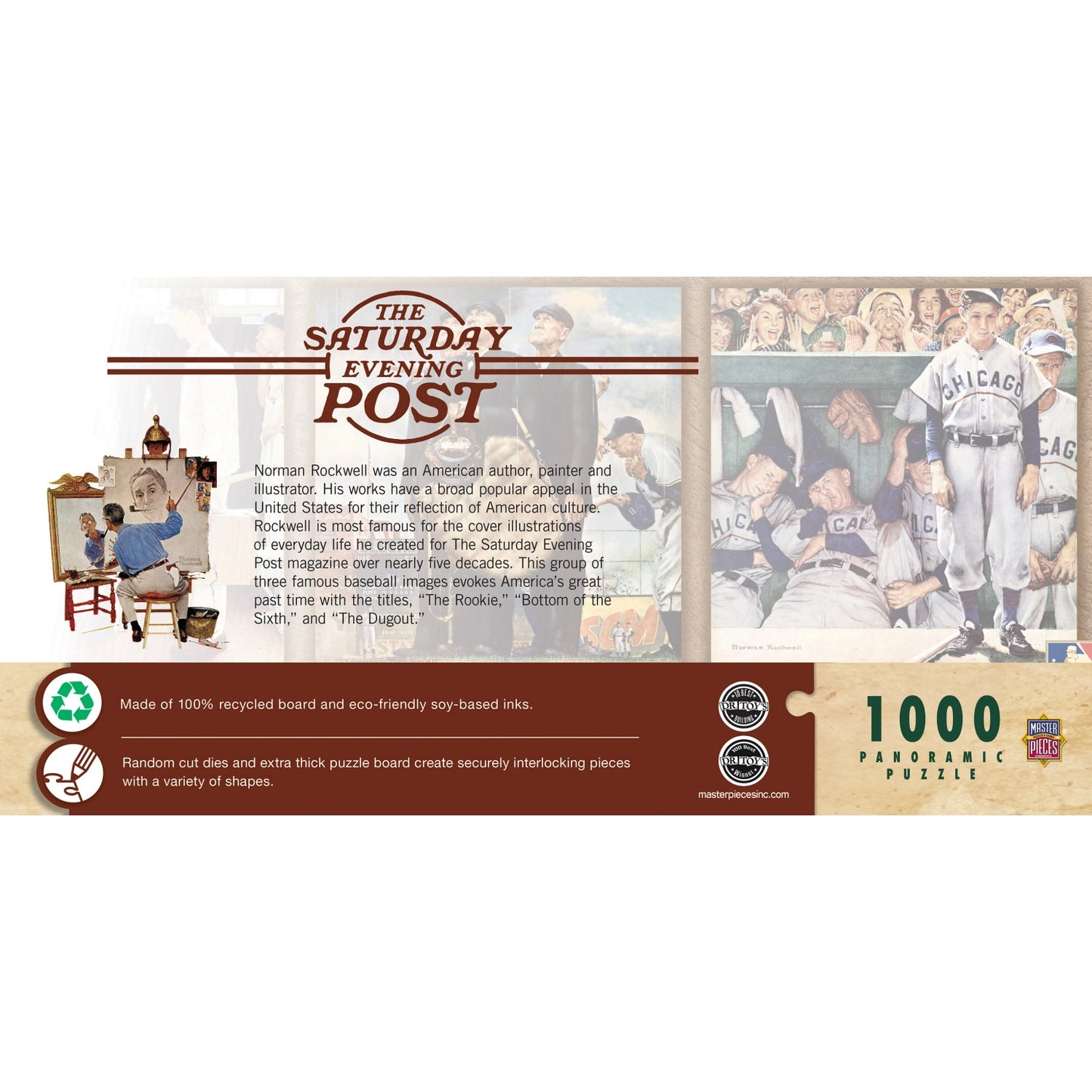 Norman Rockwell - Saturday Evening Post Baseball 1000pc Panoramic Jigsaw Puzzle